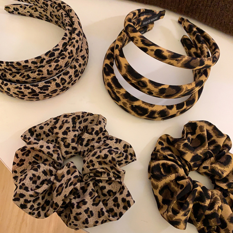 Vintage Leopard Print Scrunchie Headband 鈥?Volumizing Hair Band