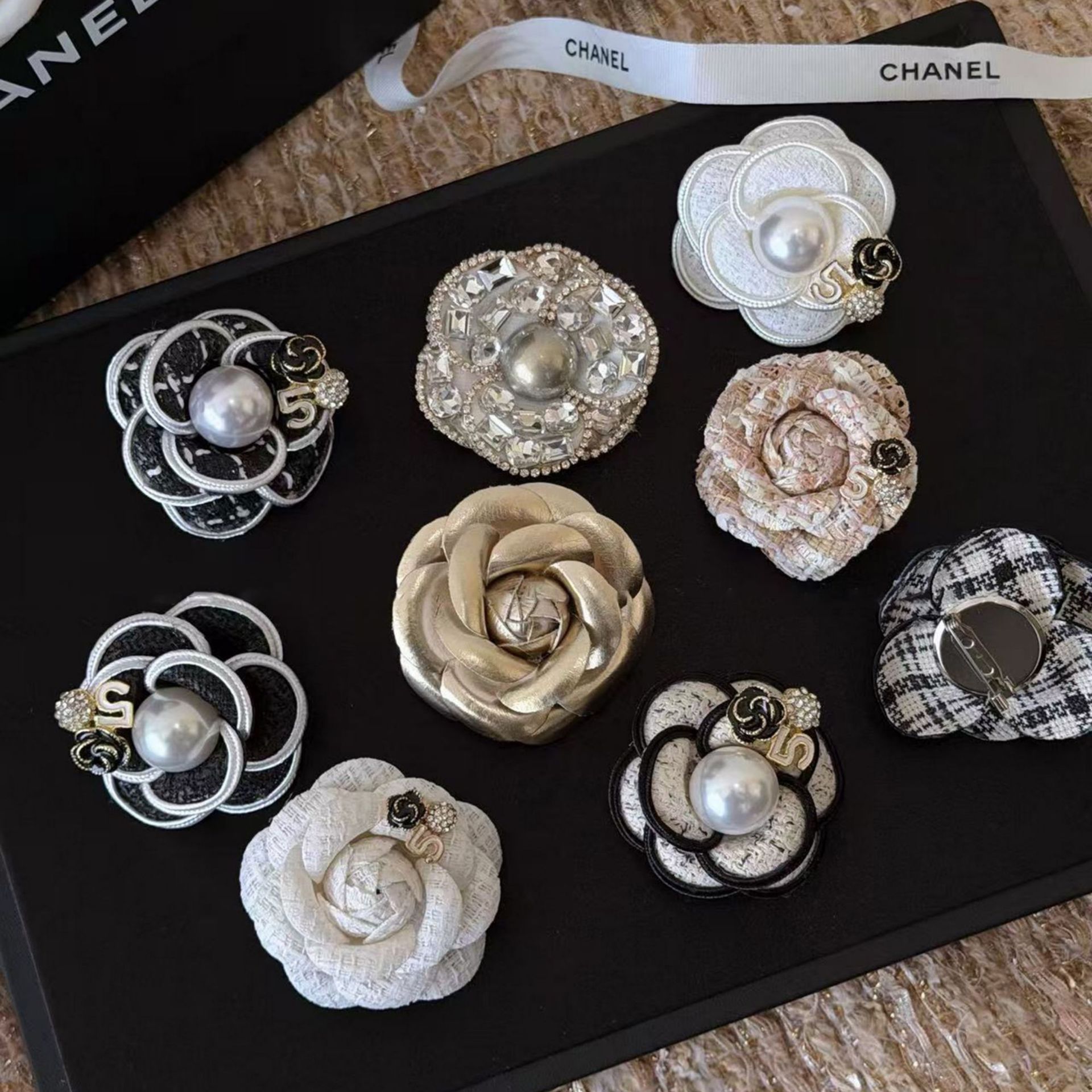 Chanel-Style Camellia Flower Brooch 鈥?Luxury Sweater & Blazer Pin