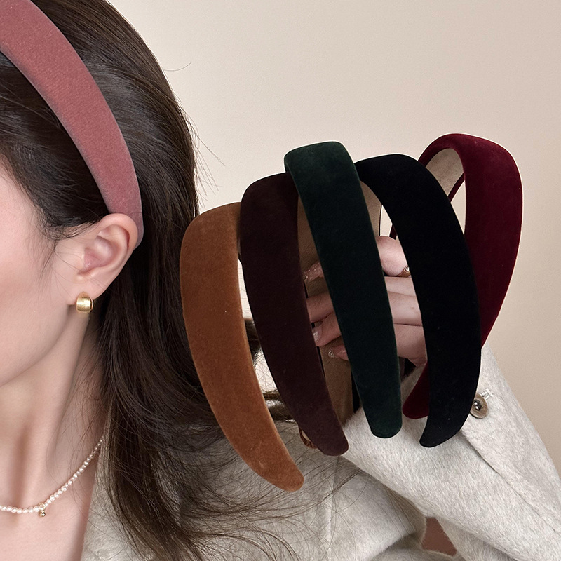 Solid Velvet Wide Headband 鈥?Chic Autumn Hair Band